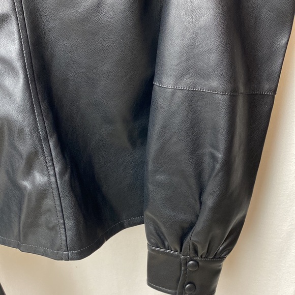 7 for all mankind Faux leather puff sleeve top NWT! Size S, black - Picture 14 of 15